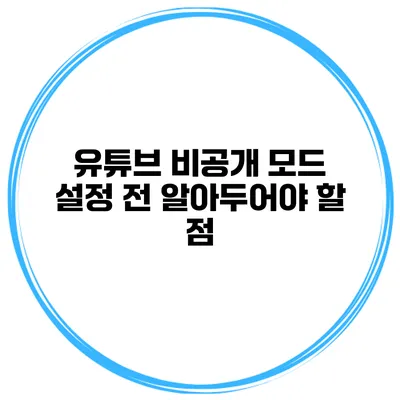 유튜브 비공개 모드 설정 전 알아두어야 할 점