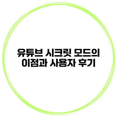 유튜브 시크릿 모드의 이점과 사용자 후기